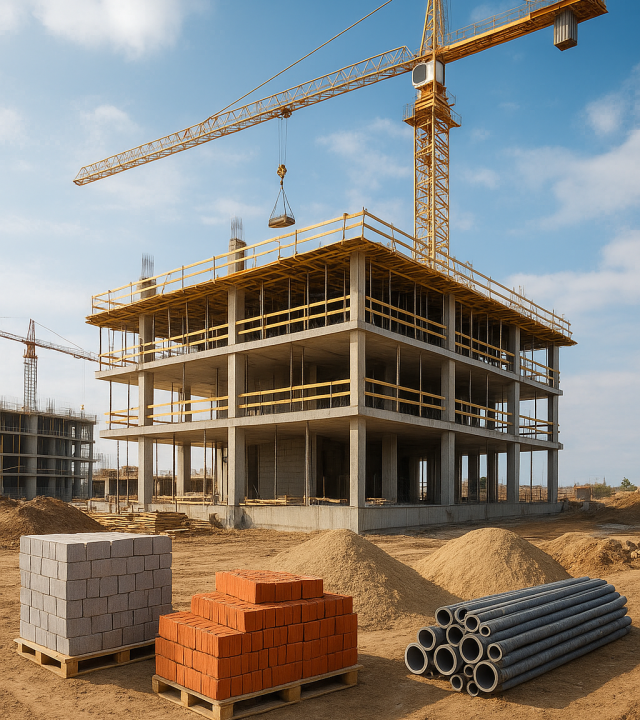 construction in progress on busy site